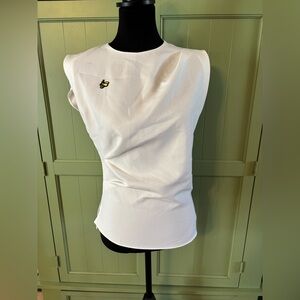 Zara Sleeveless Asymmetrical Top with Bee Embroidery – Minimalist Chic Blouse